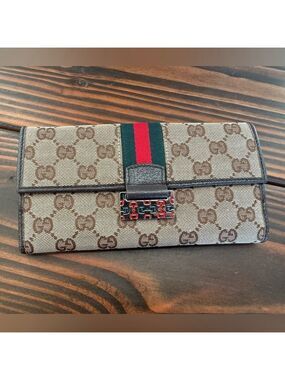 Gucci GG Supreme Canvas Leather Wallet Brown